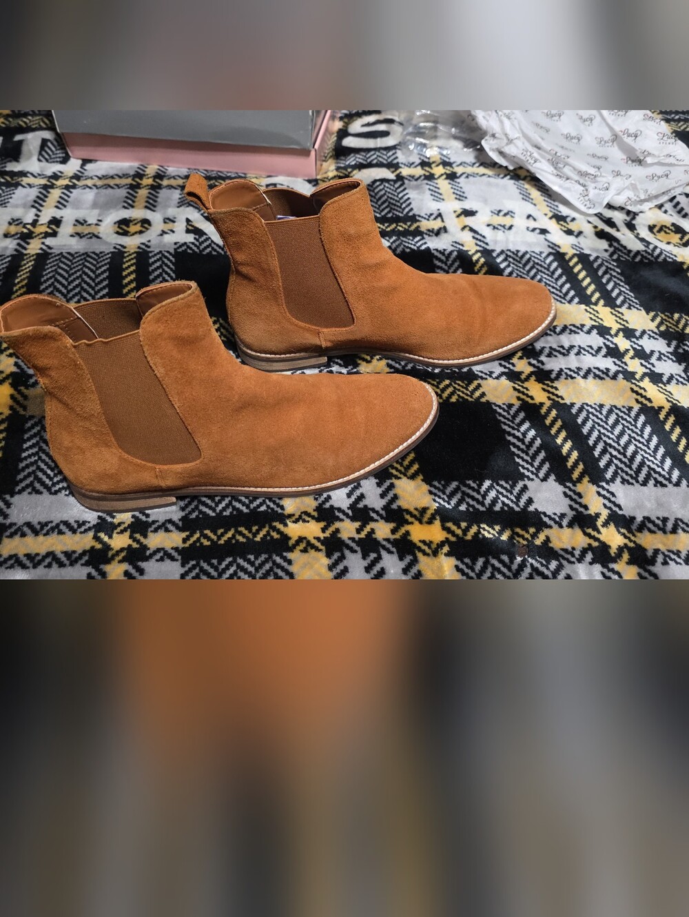 Suede Chelsea Ankle Boots in Cognac Brown